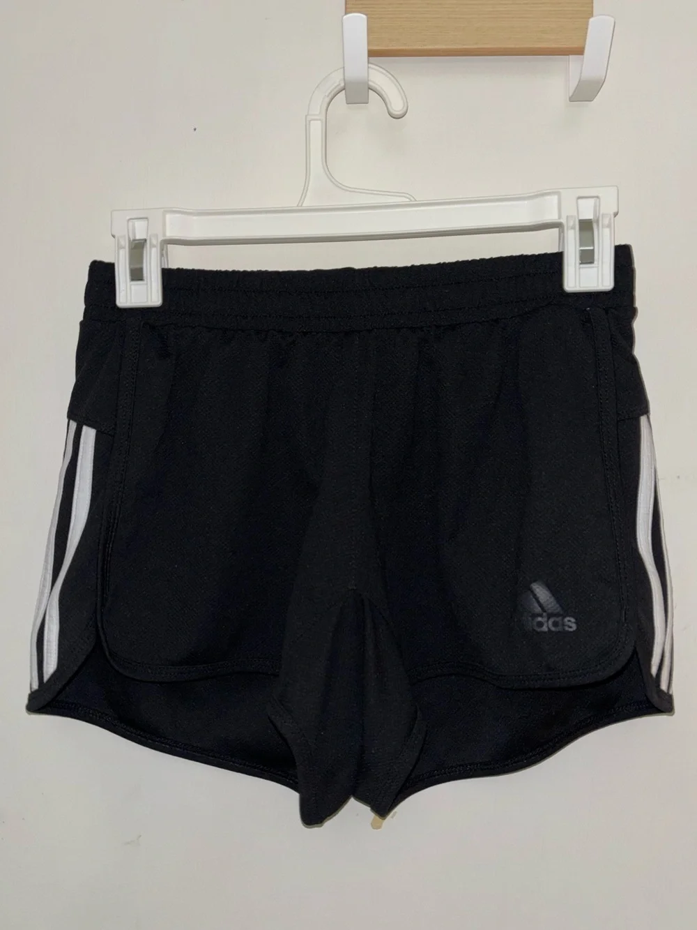 adidas Black Athletic Shorts with White Side Stripes
